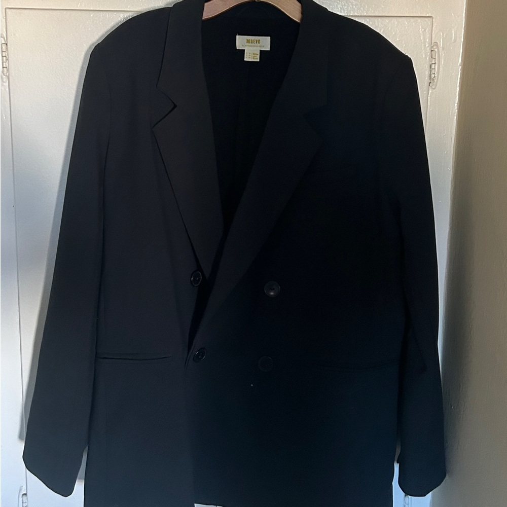 Maeve Black Double-Breasted Blazer